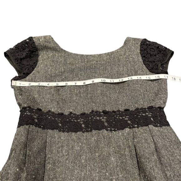 J. Crew Wool Blend Tweed Dress with Lace Waist Detail Lined Pockets Size 2 - Picture 10 of 12